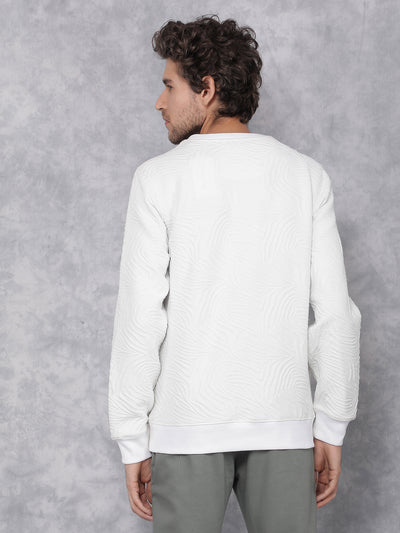 White Jacquard Sweatshirt-Men Sweatshirts-Crimsoune Club