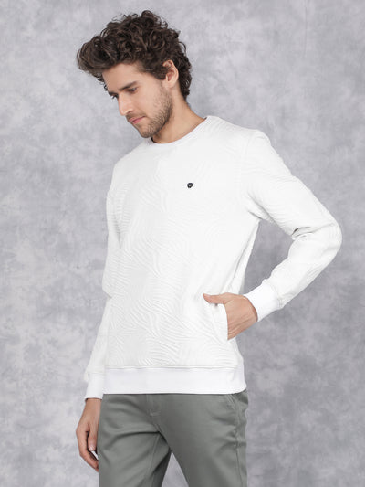 White Jacquard Sweatshirt-Men Sweatshirts-Crimsoune Club