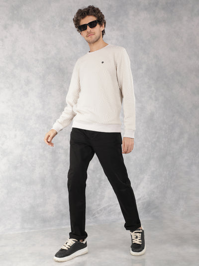 Beige Jacquard Sweatshirt-Men Sweatshirts-Crimsoune Club