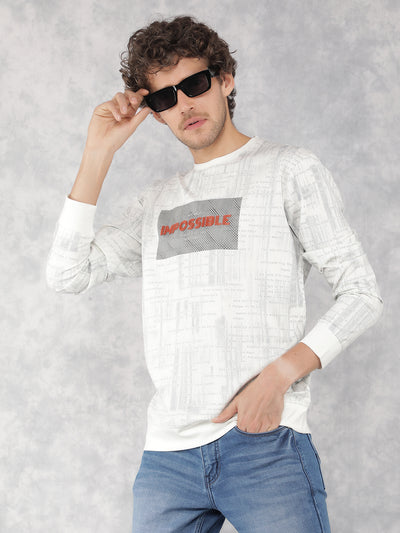 Off White Typographic Print Sweatshirt-Men Sweatshirts-Crimsoune Club