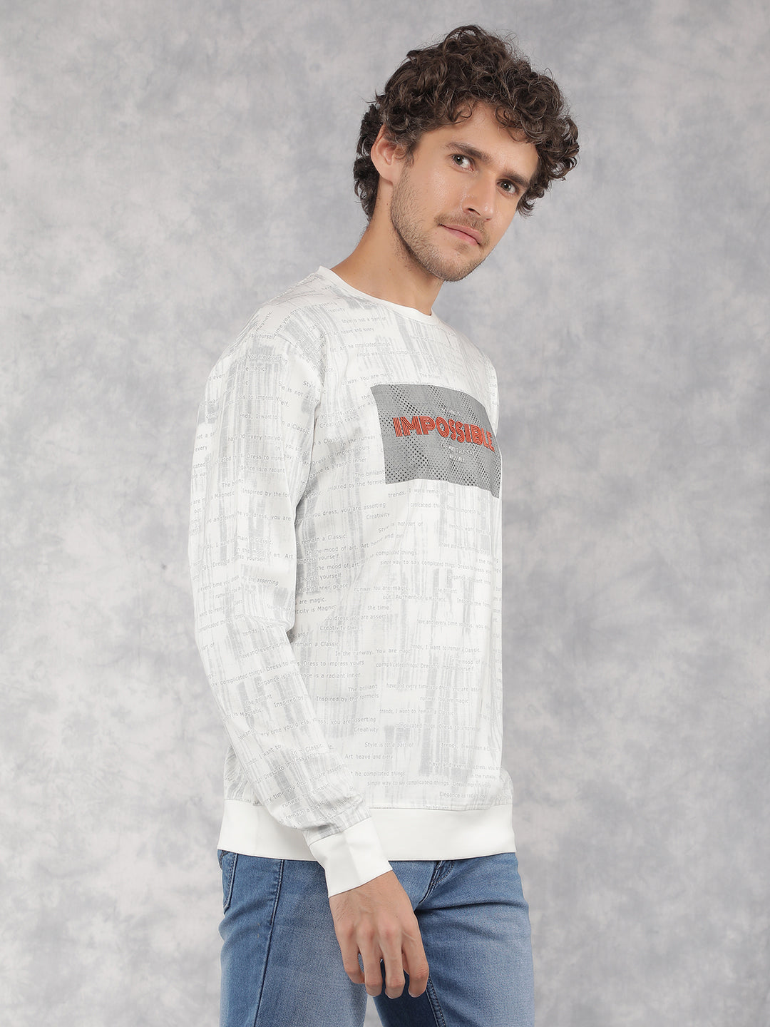 Off White Typographic Print Sweatshirt-Men Sweatshirts-Crimsoune Club