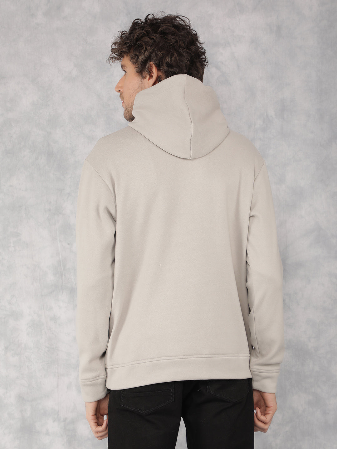 Grey Typographic Print Hooded Neck Sweatshirt-Men Sweatshirts-Crimsoune Club