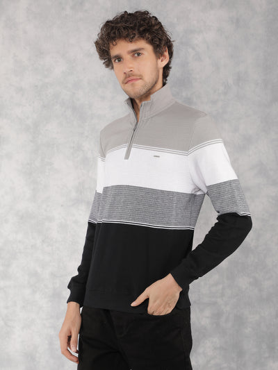 Grey Color Blocked Sweatshirt-Men Sweatshirts-Crimsoune Club