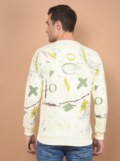 Cream Typographic Print Sweatshirt-Men Sweatshirts-Crimsoune Club