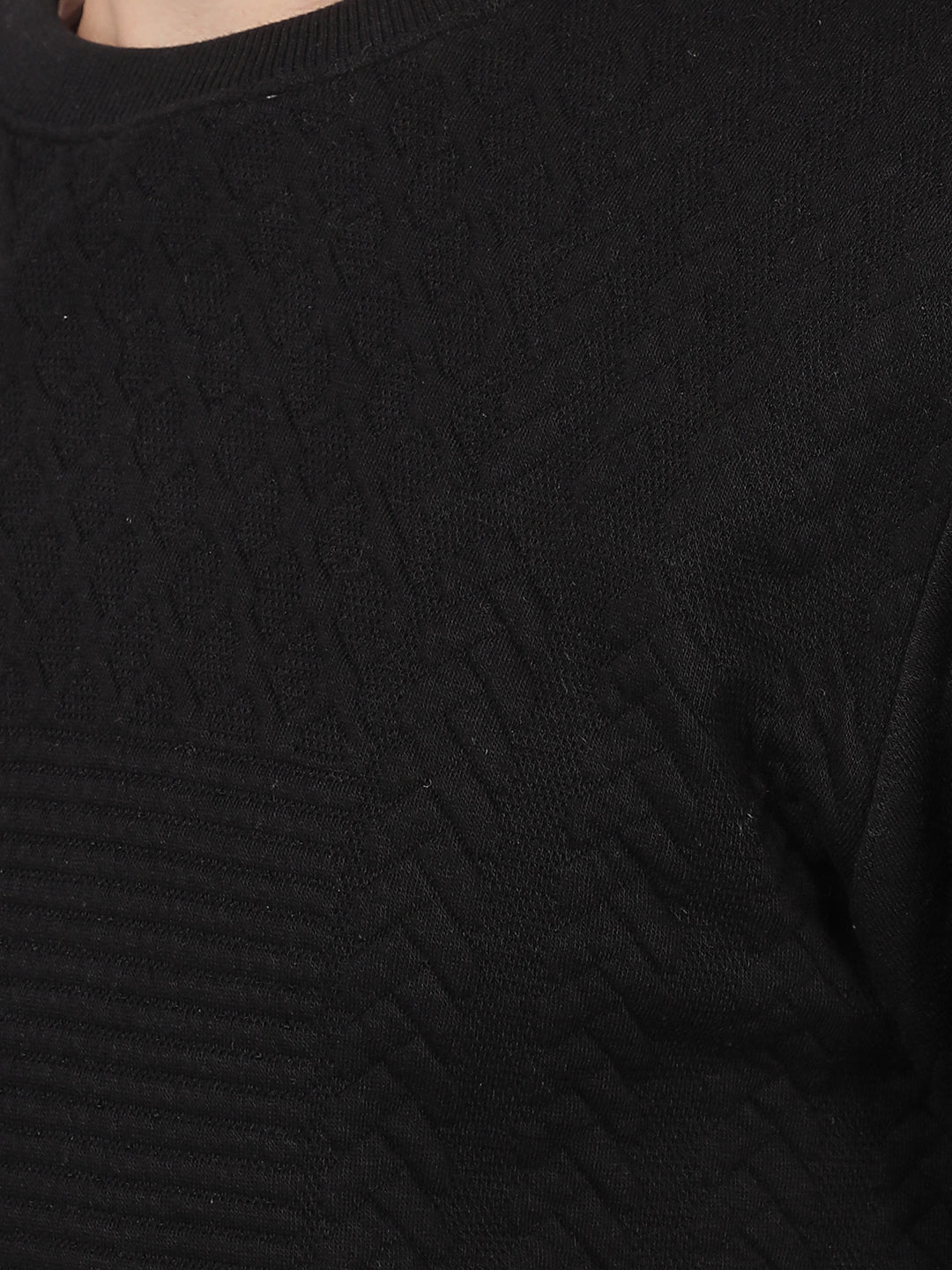 Black Jacquard Sweatshirt-Men Sweatshirts-Crimsoune Club