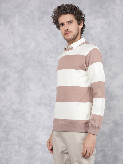 Pink Horizontal Stripes Sweatshirt-Men Sweatshirts-Crimsoune Club