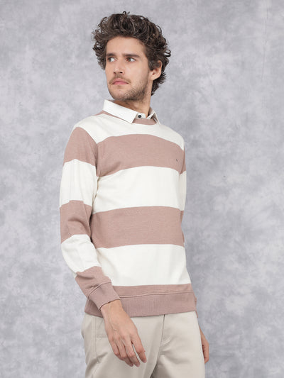 Pink Horizontal Stripes Sweatshirt-Men Sweatshirts-Crimsoune Club