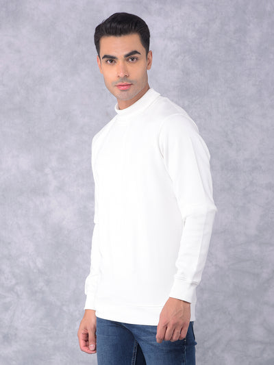 White Turtle Neck Sweatshirt-Men Sweatshirts-Crimsoune Club