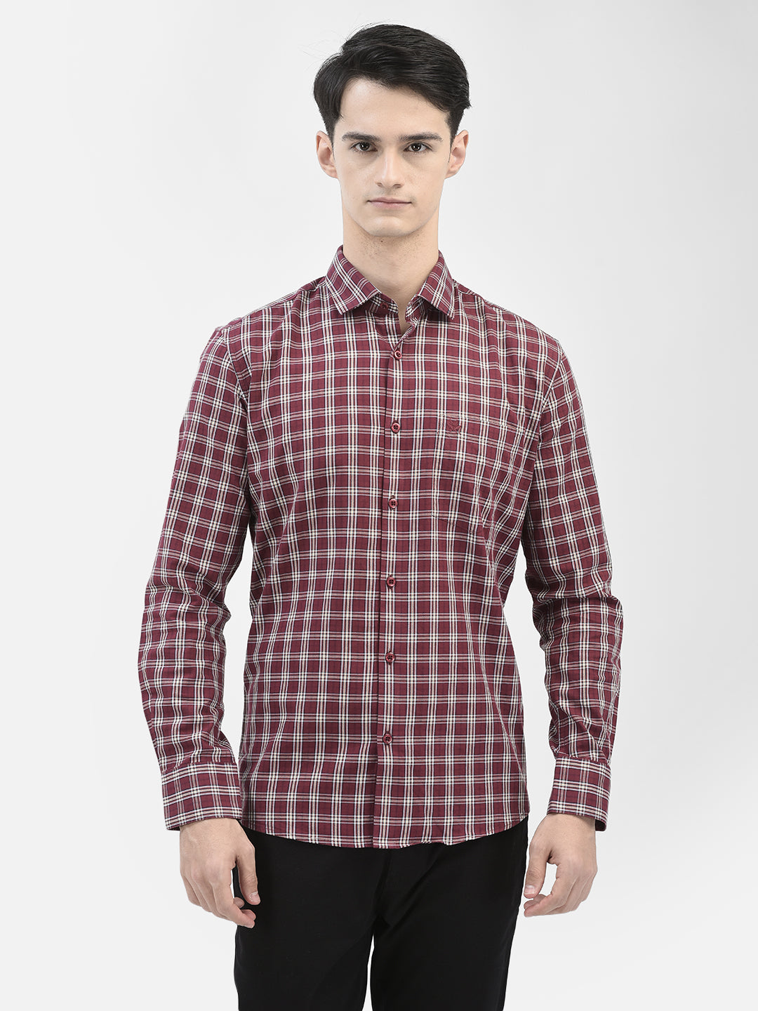 Maroon Checked Shirt-Men Shirts-Crimsoune Club