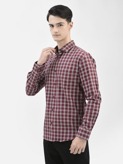 Maroon Checked Shirt-Men Shirts-Crimsoune Club