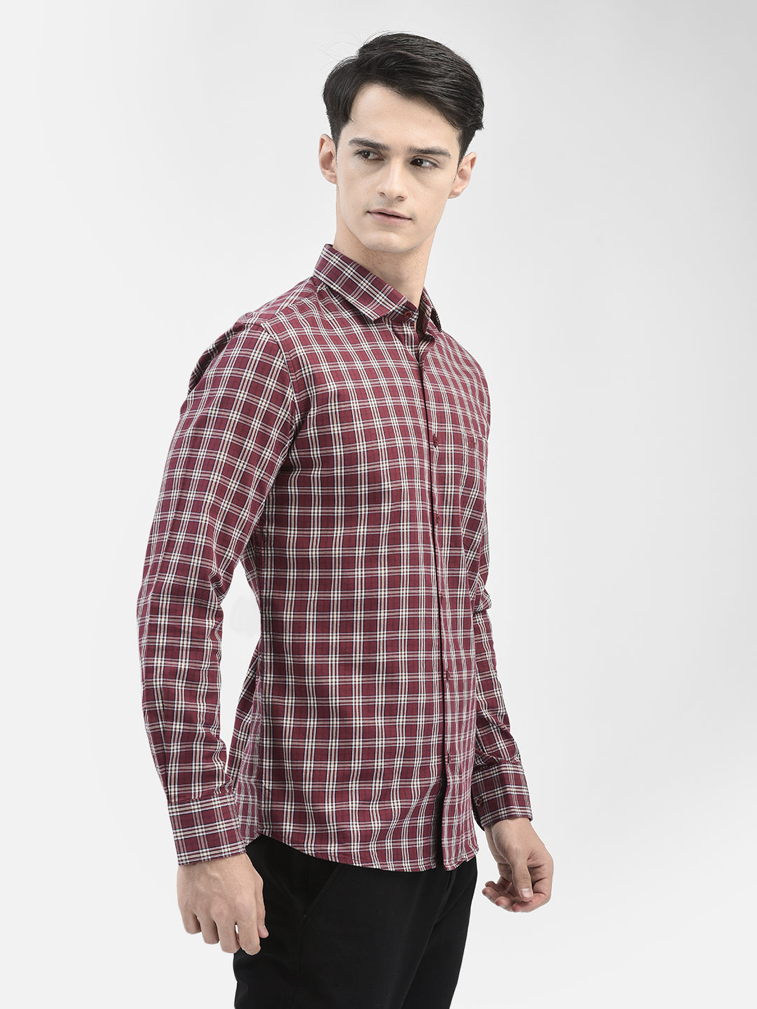 Maroon Checked Shirt-Men Shirts-Crimsoune Club