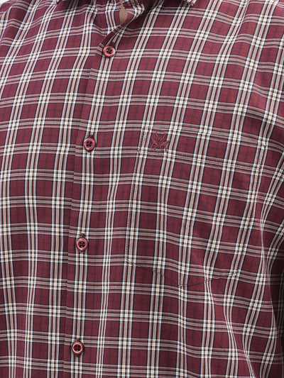 Maroon Checked Shirt-Men Shirts-Crimsoune Club