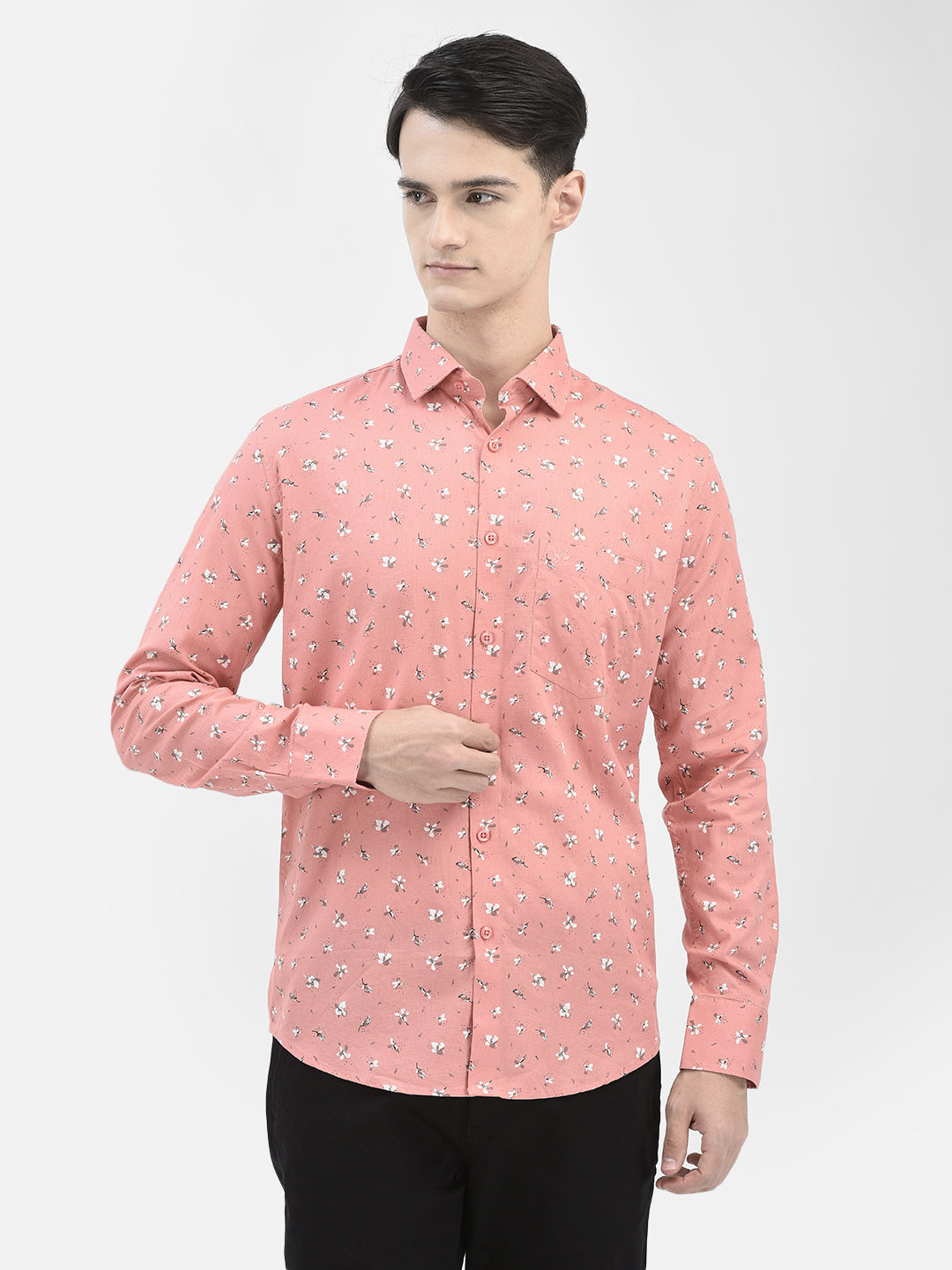 Pink Floral Shirt-Men Shirts-Crimsoune Club