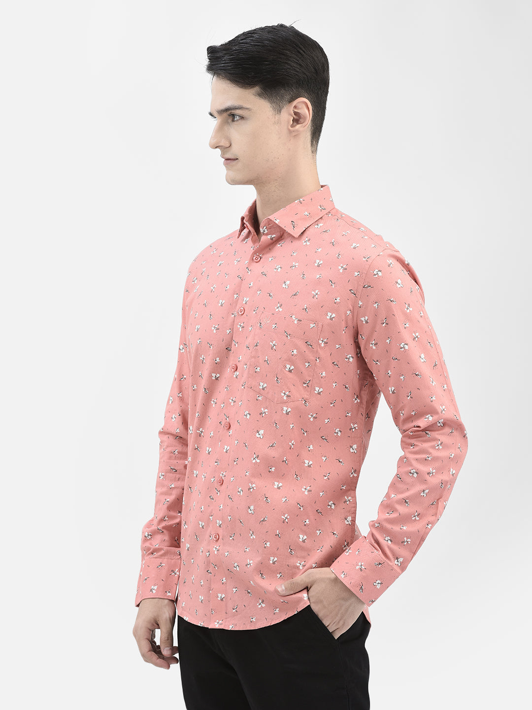 Pink Floral Shirt-Men Shirts-Crimsoune Club