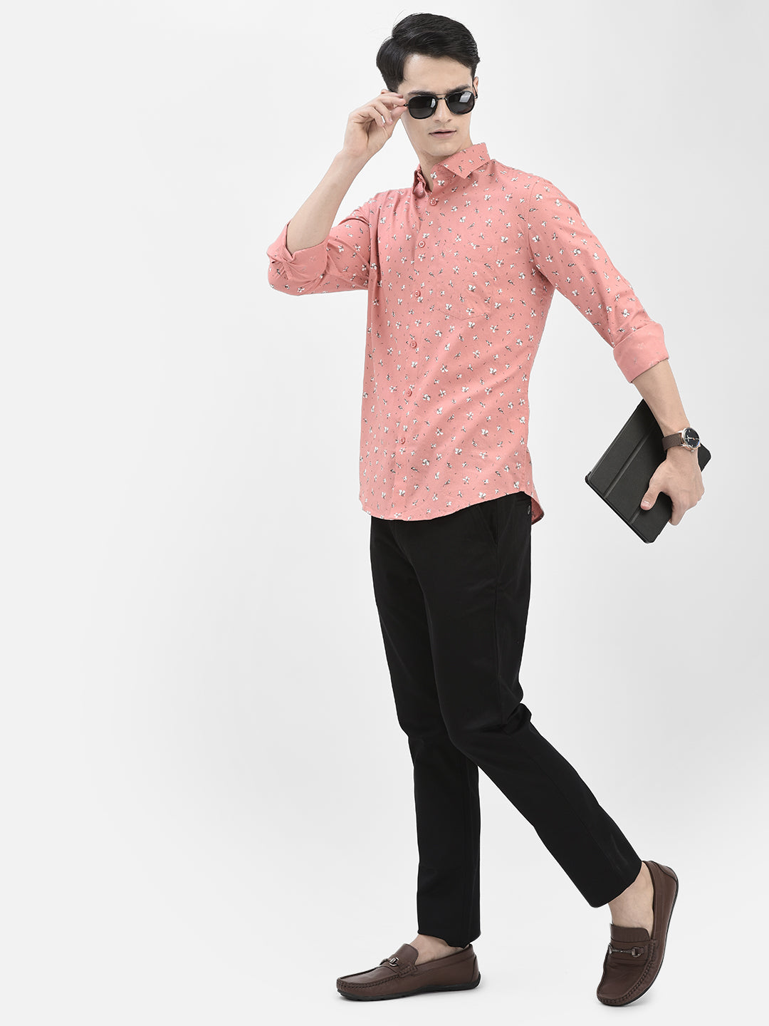 Pink Floral Shirt-Men Shirts-Crimsoune Club