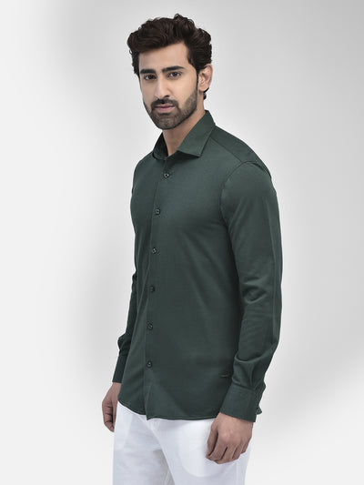 Olive Pure Cotton Shirt-Men Shirts-Crimsoune Club