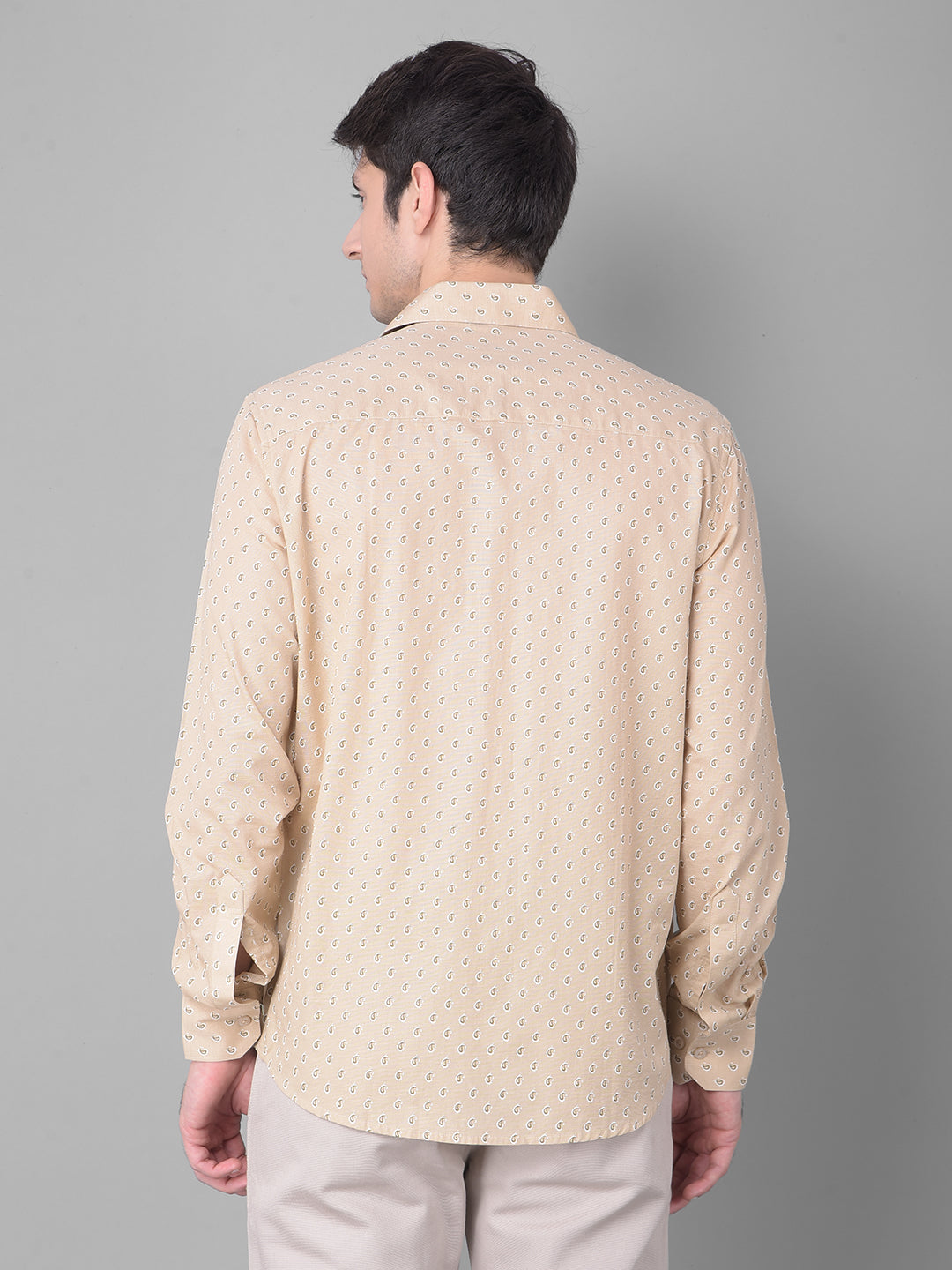 Beige Printed Shirt-Men Shirts-Crimsoune Club