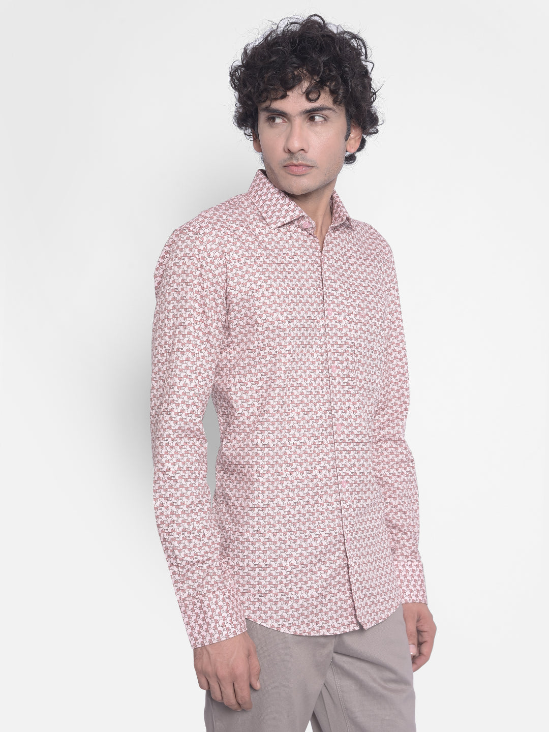 Pink Printed Shirt-Men Shirts-Crimsoune Club