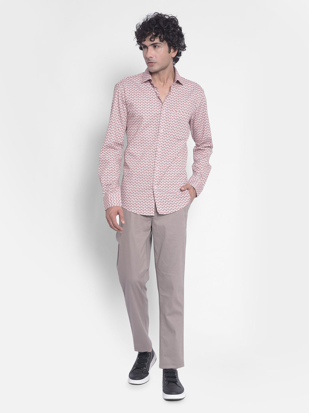 Pink Printed Shirt-Men Shirts-Crimsoune Club