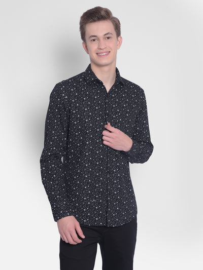 Black Printed Shirt-Men Shirts-Crimsoune Club