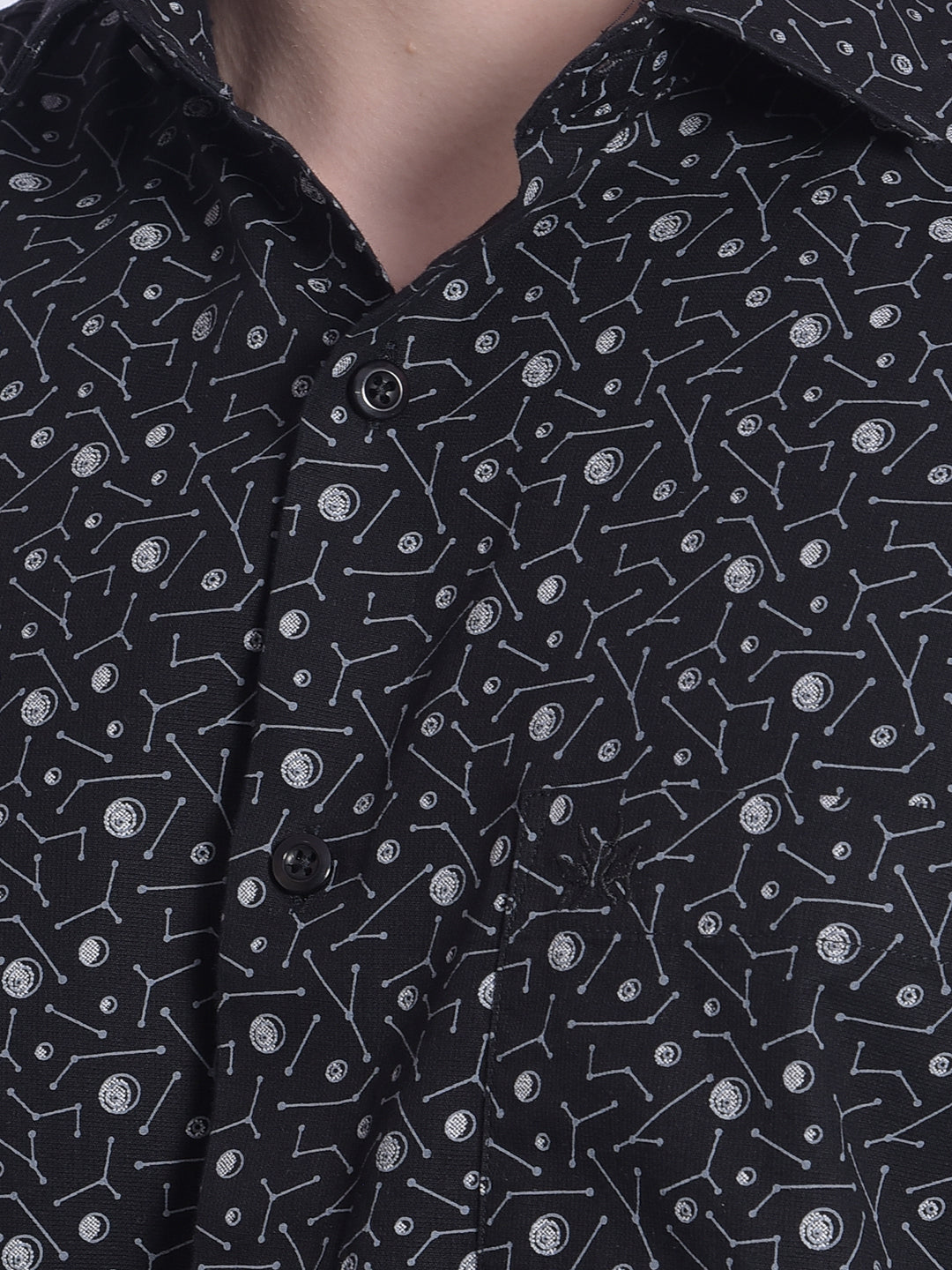 Black Printed Shirt-Men Shirts-Crimsoune Club