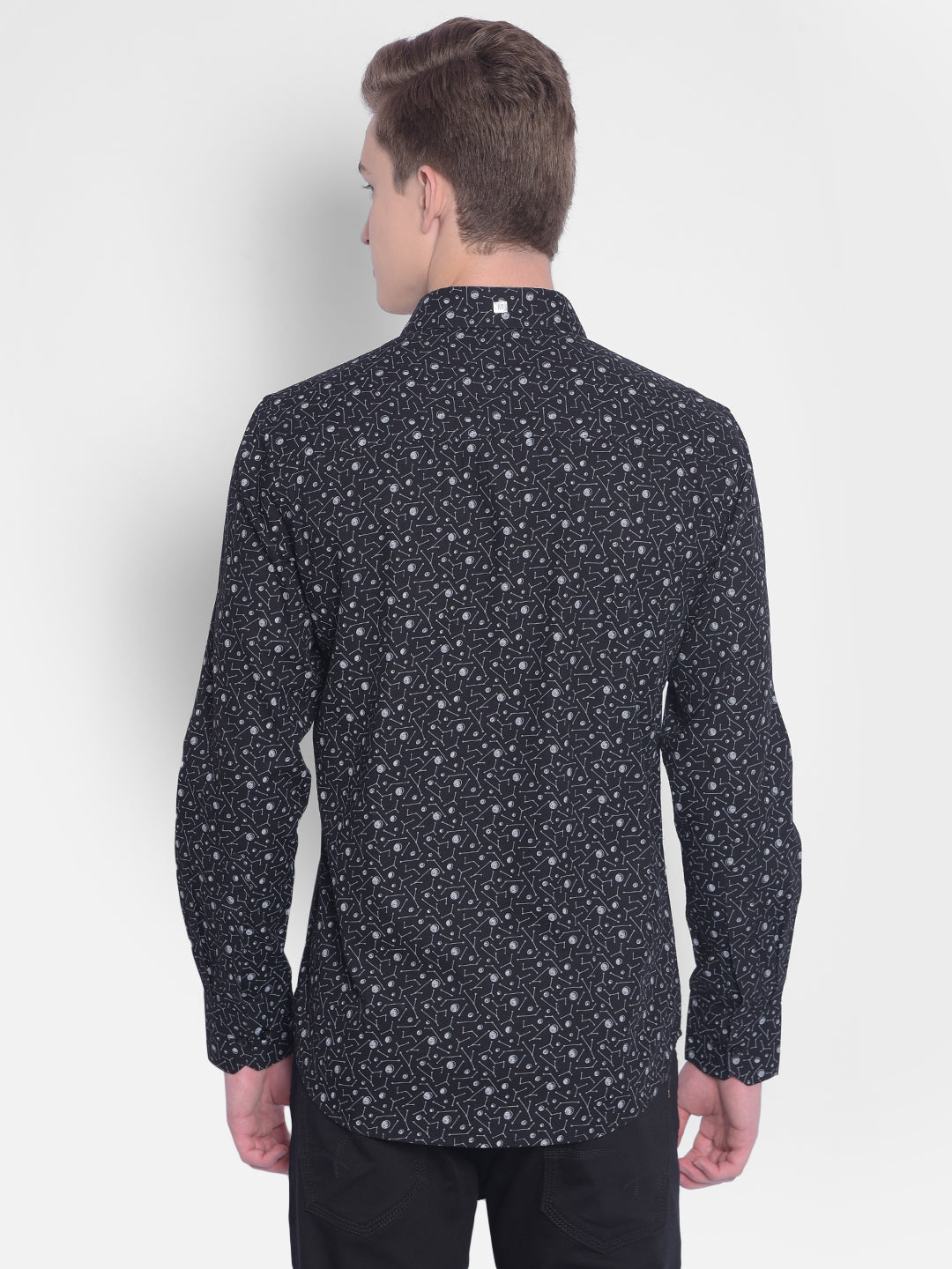 Black Printed Shirt-Men Shirts-Crimsoune Club