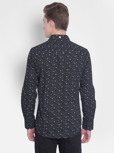 Black Printed Shirt-Men Shirts-Crimsoune Club