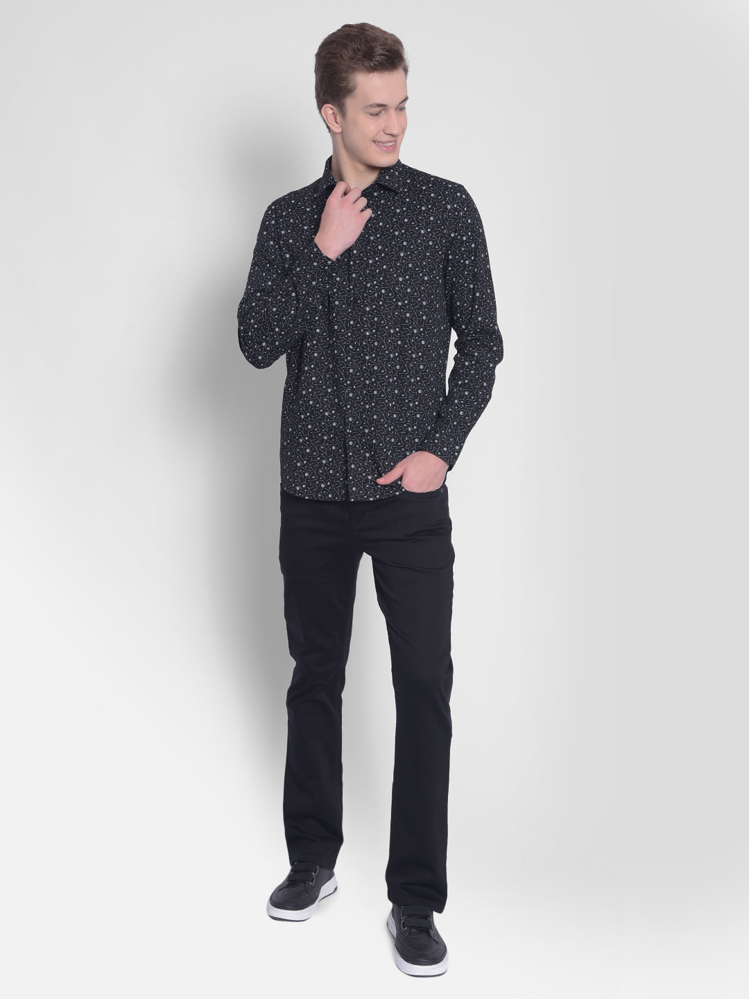 Black Printed Shirt-Men Shirts-Crimsoune Club