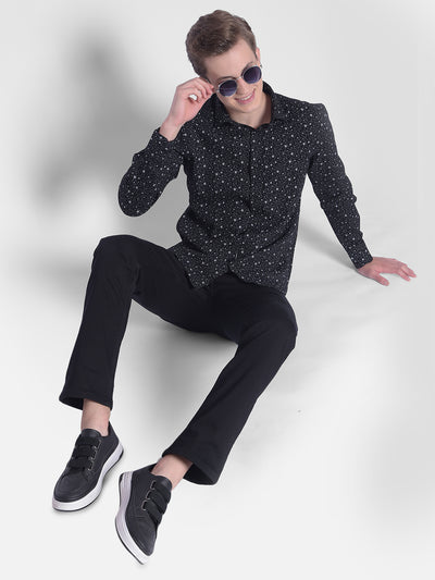 Black Printed Shirt-Men Shirts-Crimsoune Club