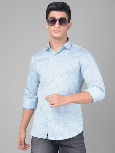 Blue Printed Shirt-Men Shirts-Crimsoune Club