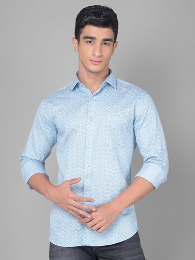 Blue Printed Shirt-Men Shirts-Crimsoune Club