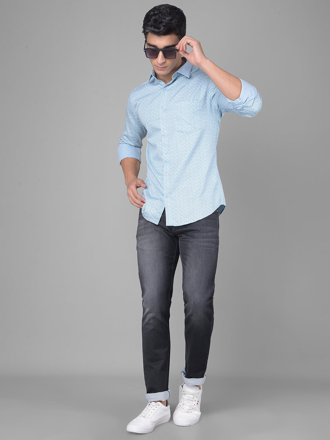 Blue Printed Shirt-Men Shirts-Crimsoune Club