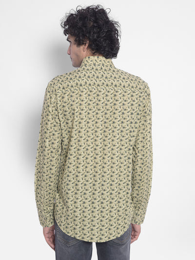 Olive Printed Shirt-Men Shirts-Crimsoune Club