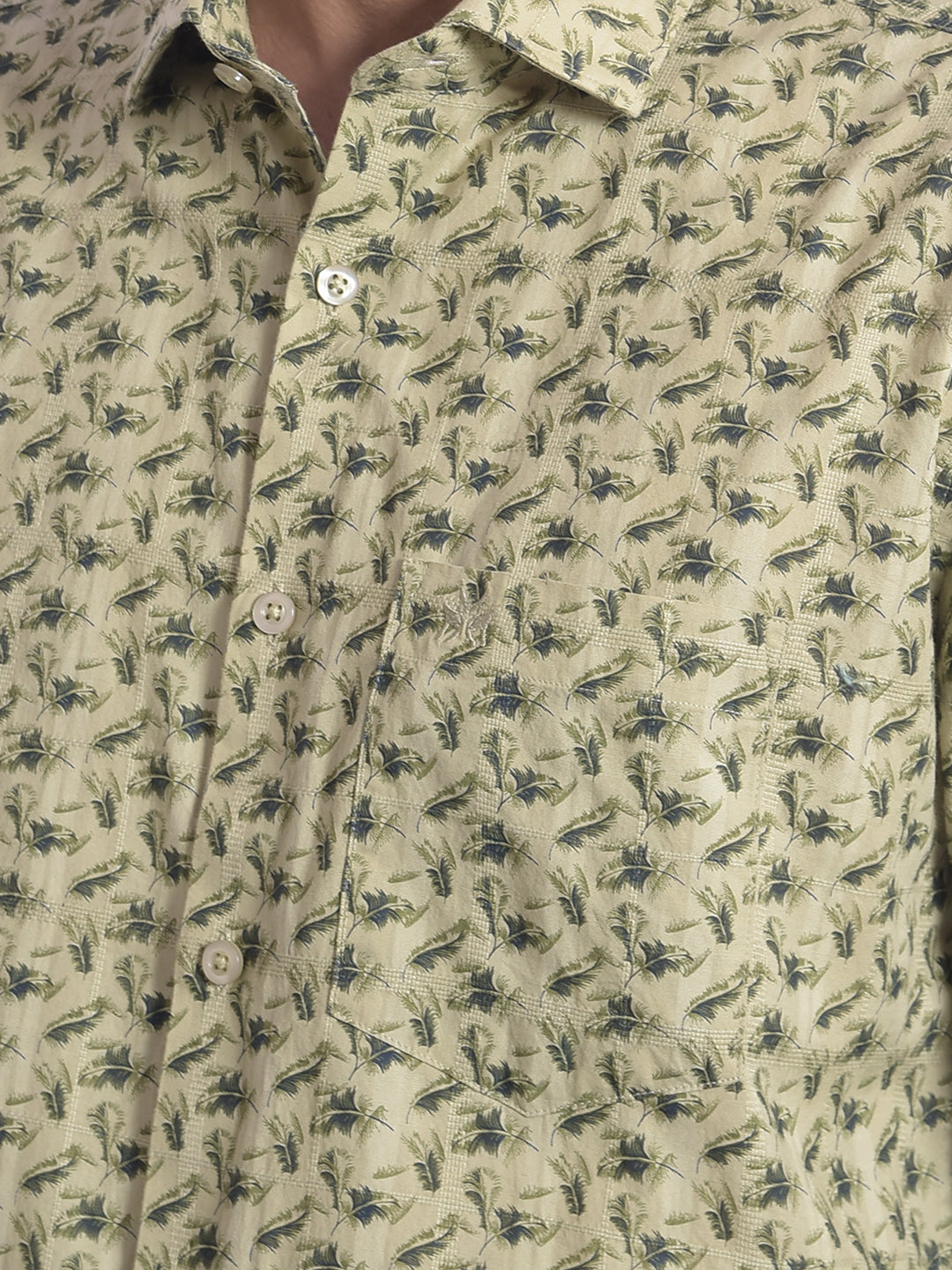 Olive Printed Shirt-Men Shirts-Crimsoune Club