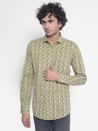 Olive Printed Shirt-Men Shirts-Crimsoune Club