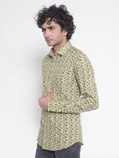 Olive Printed Shirt-Men Shirts-Crimsoune Club