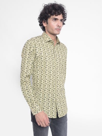 Olive Printed Shirt-Men Shirts-Crimsoune Club