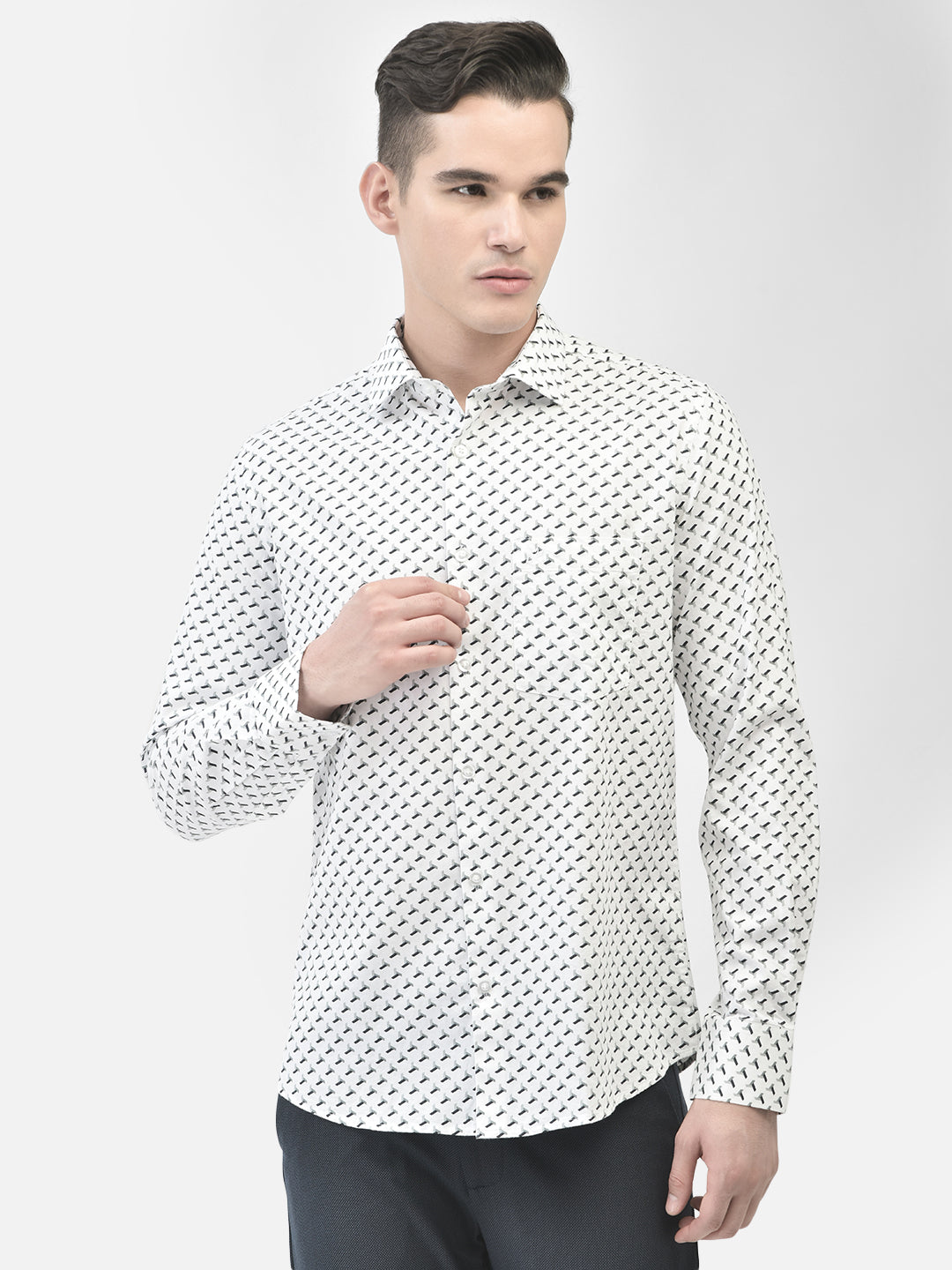 Off White Printed Shirt-Men Shirts-Crimsoune Club