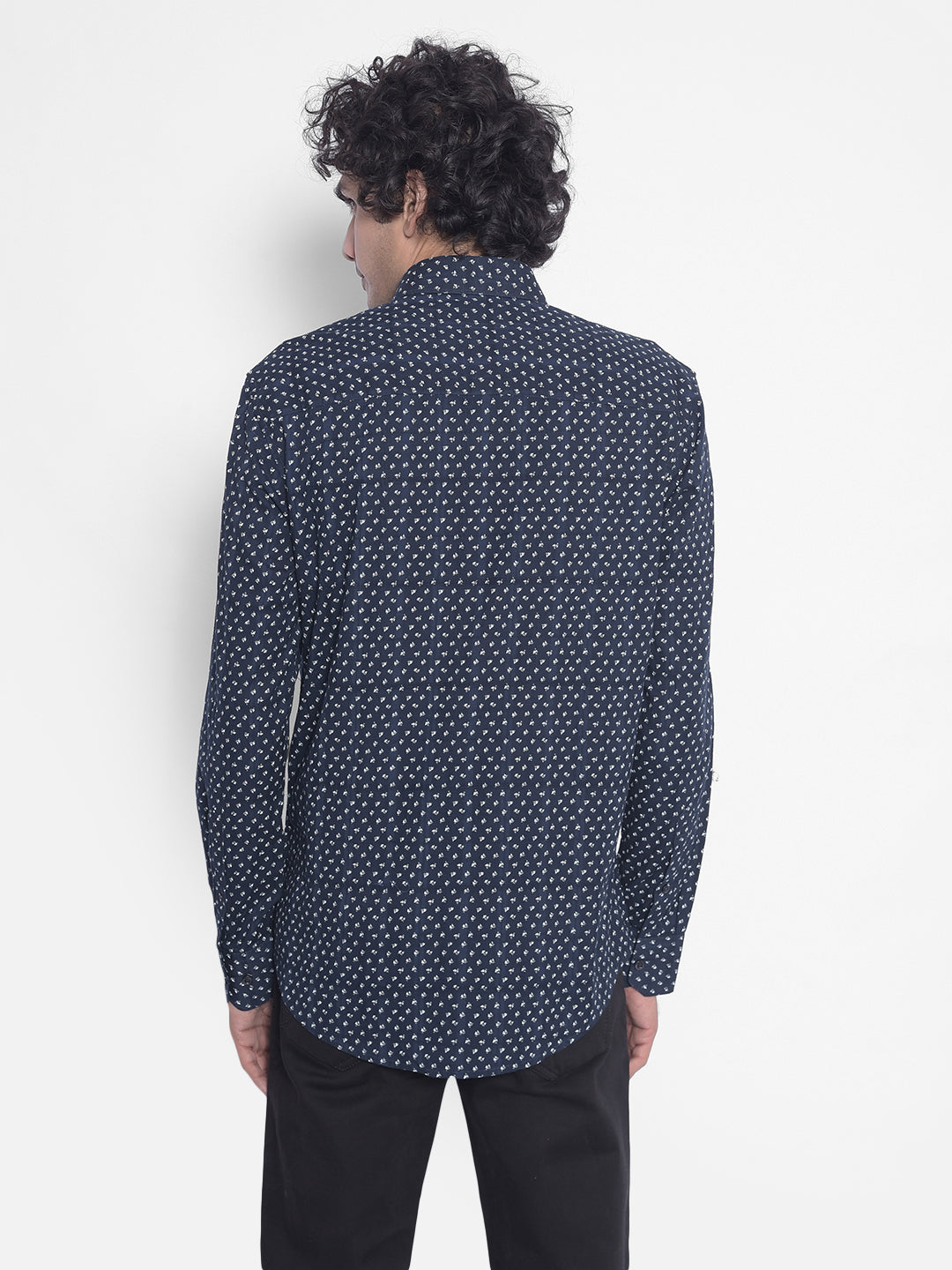 Navy Printed Shirt-Men Shirts-Crimsoune Club