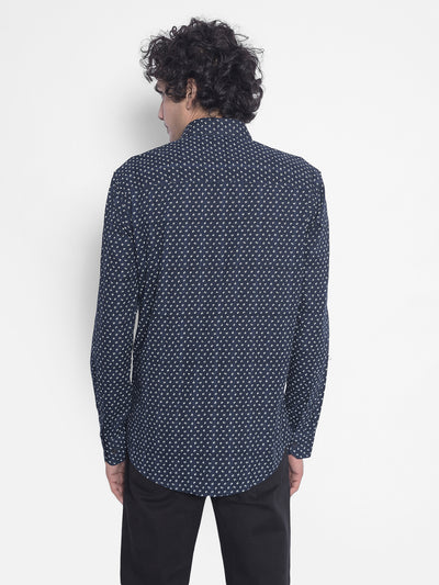 Navy Printed Shirt-Men Shirts-Crimsoune Club