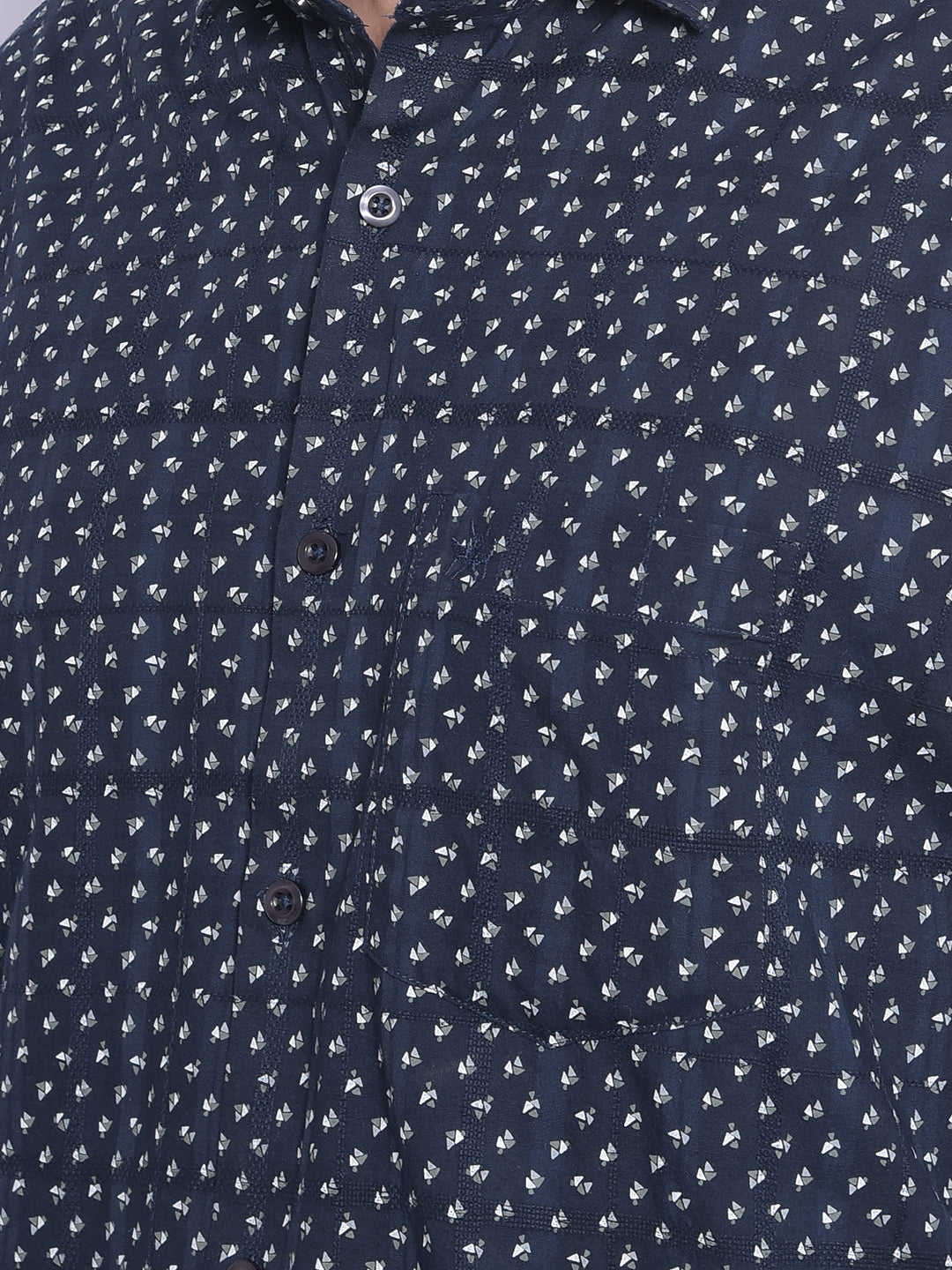 Navy Printed Shirt-Men Shirts-Crimsoune Club