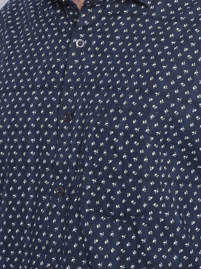 Navy Printed Shirt-Men Shirts-Crimsoune Club