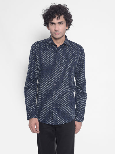 Navy Printed Shirt-Men Shirts-Crimsoune Club