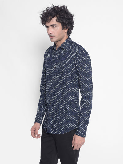 Navy Printed Shirt-Men Shirts-Crimsoune Club