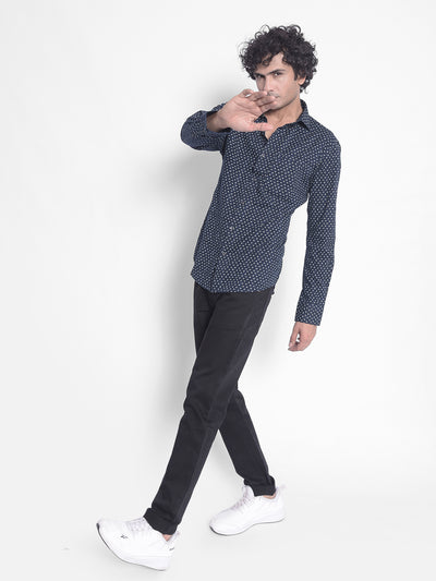 Navy Printed Shirt-Men Shirts-Crimsoune Club