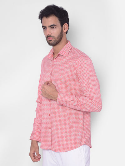 Pink Printed Shirt-Men Shirts-Crimsoune Club