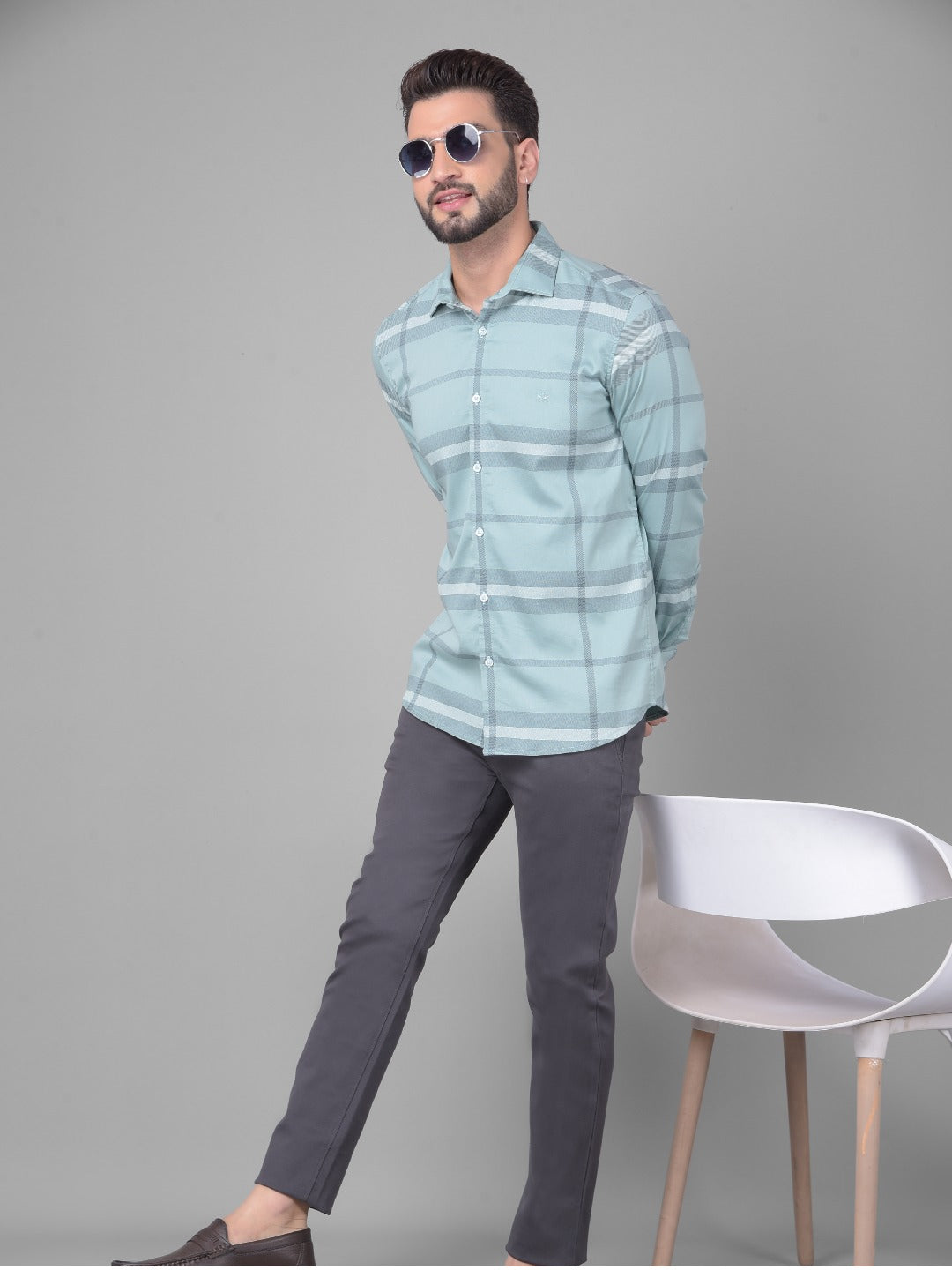 Green Checked Shirt-Men Shirts-Crimsoune Club