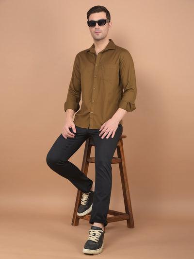 Brown 100% Cotton Shirt-Men Shirts-Crimsoune Club