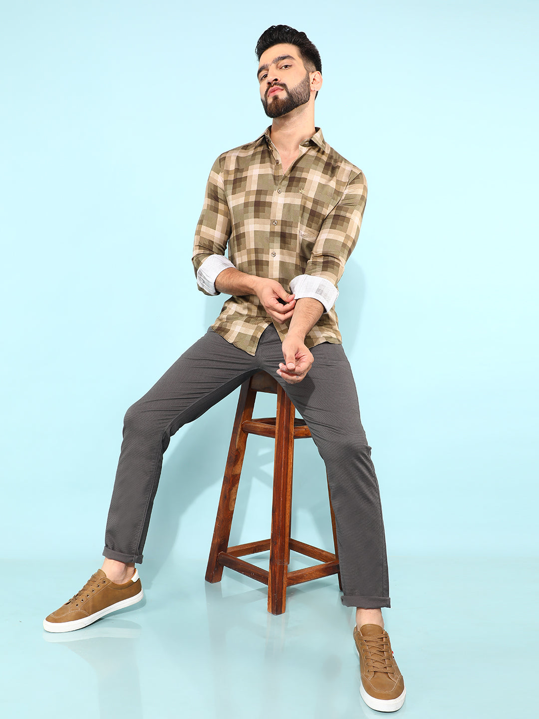 Brown Checked Shirt-Men Shirts-Crimsoune Club