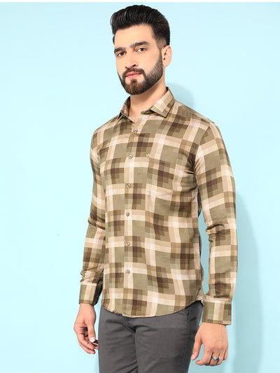 Brown Checked Shirt-Men Shirts-Crimsoune Club